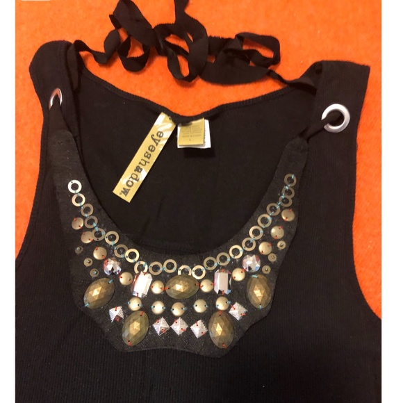 Eyeshadow black tank top removable embellished bib - Picture 3 of 8